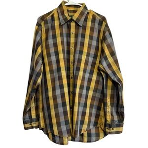 Robert Talbott Checkered Men’s Button Down Dress Shirt Size Large